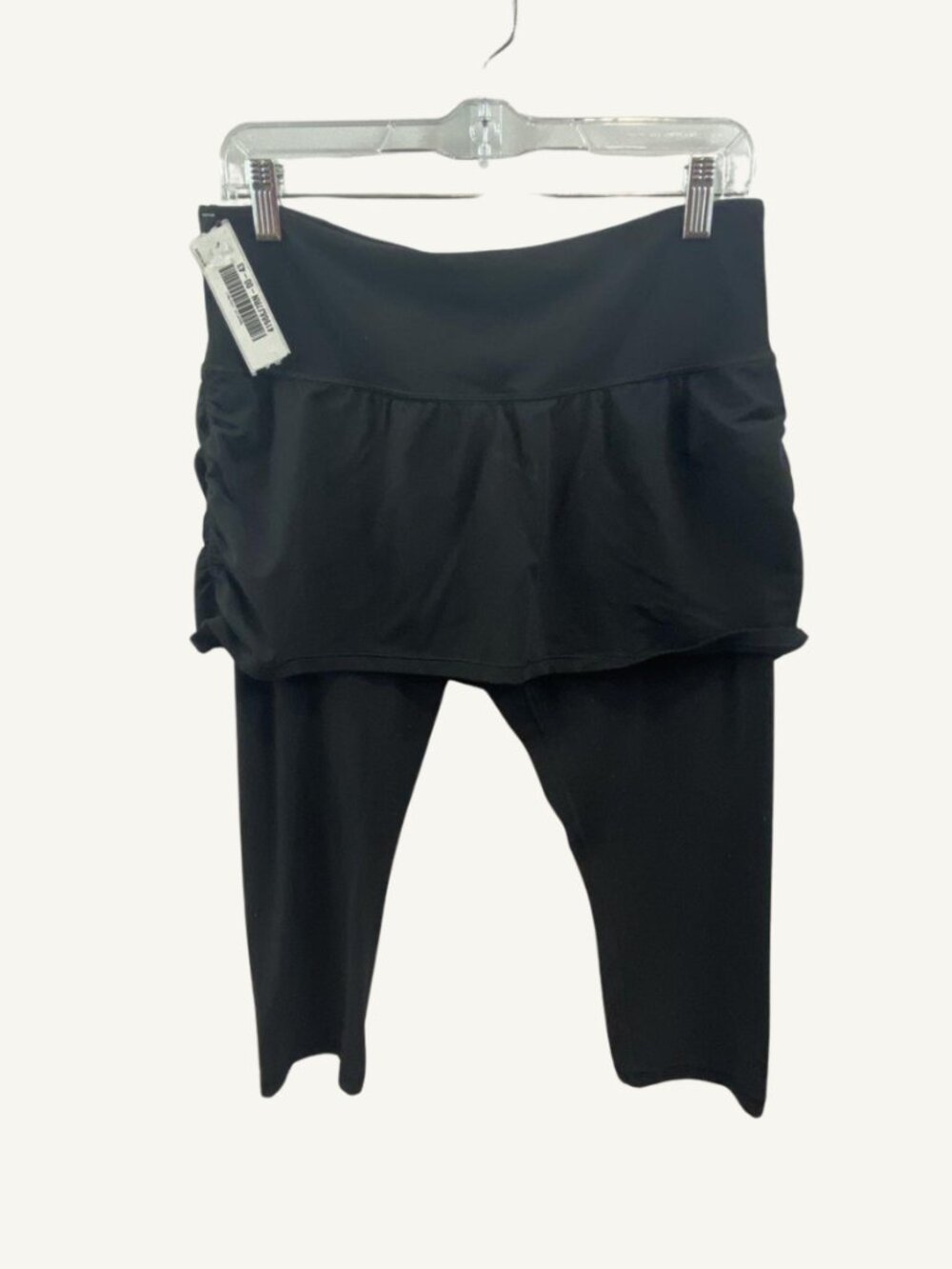 Athleta Elation Capri Skort Leggings Black Ruched Side 2-in-1 Athleisure Size L - Picture 3 of 6